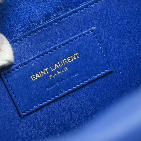 SAINT LAURENT Logo Baby Duffle 2Way Shoulder Hand Bag Leather Blue GHW 77EE942 - Picture 15 of 15